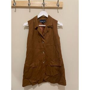 Vintage morningside sleeveless brown silk vest blouse 80s 90s style size 8